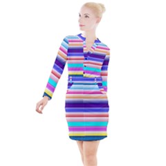 Cotton Candy Stripes Button Long Sleeve Dress