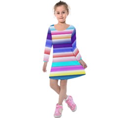 Cotton Candy Stripes Kids  Long Sleeve Velvet Dress