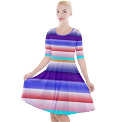 Cotton Candy Stripes Quarter Sleeve A-line Dress