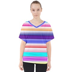 Cotton Candy Stripes V-neck Dolman Drape Top