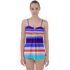 Cotton Candy Stripes Babydoll Tankini Set