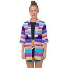 Cotton Candy Stripes Open Front Chiffon Kimono