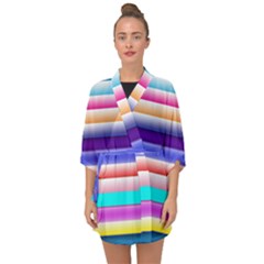 Cotton Candy Stripes Half Sleeve Chiffon Kimono