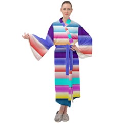 Cotton Candy Stripes Maxi Tie Front Velour Kimono