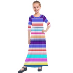 Cotton Candy Stripes Kids  Quarter Sleeve Maxi Dress