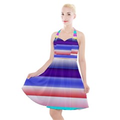 Cotton Candy Stripes Halter Party Swing Dress 