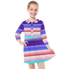 Cotton Candy Stripes Kids  Quarter Sleeve Shirt Dress