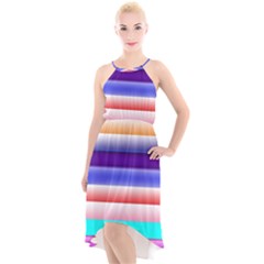 Cotton Candy Stripes High-low Halter Chiffon Dress 