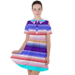 Cotton Candy Stripes Short Sleeve Shoulder Cut Out Dress 