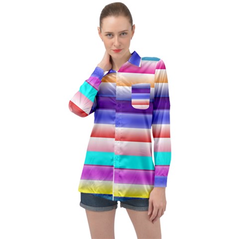 Cotton Candy Stripes Long Sleeve Satin Shirt by bloomingvinedesign