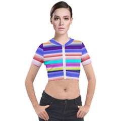 Cotton Candy Stripes Short Sleeve Cropped Jacket