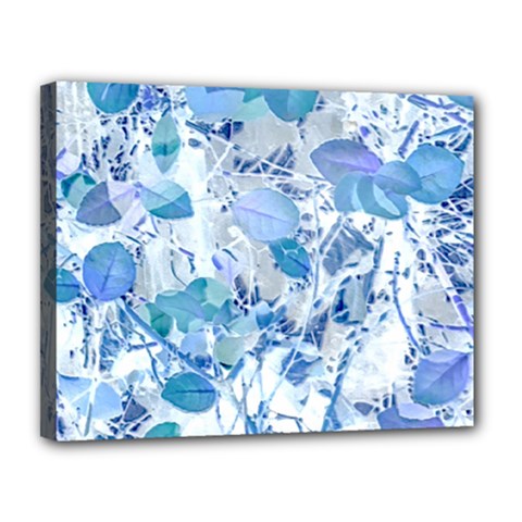 Cyan Floral Print Canvas 14  X 11  (stretched) by dflcprintsclothing