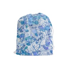 Cyan Floral Print Drawstring Pouch (large) by dflcprintsclothing