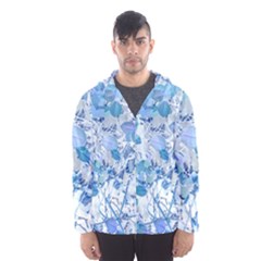 Cyan Floral Print Men s Hooded Windbreaker