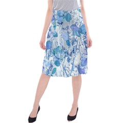 Cyan Floral Print Midi Beach Skirt