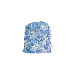 Cyan Floral Print Drawstring Pouch (xs)