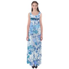 Cyan Floral Print Empire Waist Maxi Dress