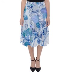 Cyan Floral Print Classic Midi Skirt