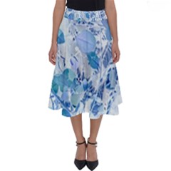 Cyan Floral Print Perfect Length Midi Skirt by dflcprintsclothing