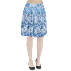 Cyan Floral Print Pleated Skirt by dflcprintsclothing