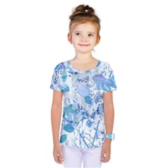 Cyan Floral Print Kids  One Piece Tee