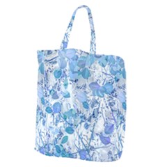 Cyan Floral Print Giant Grocery Tote