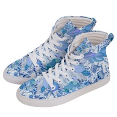 Cyan Floral Print Men s Hi-top Skate Sneakers by dflcprintsclothing