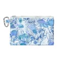 Cyan Floral Print Canvas Cosmetic Bag (Medium) View1