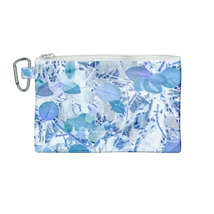 Cyan Floral Print Canvas Cosmetic Bag (Medium)