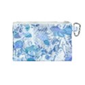 Cyan Floral Print Canvas Cosmetic Bag (Medium) View2