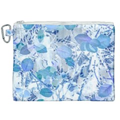 Cyan Floral Print Canvas Cosmetic Bag (xxl) by dflcprintsclothing