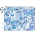 Cyan Floral Print Canvas Cosmetic Bag (XXL) View1