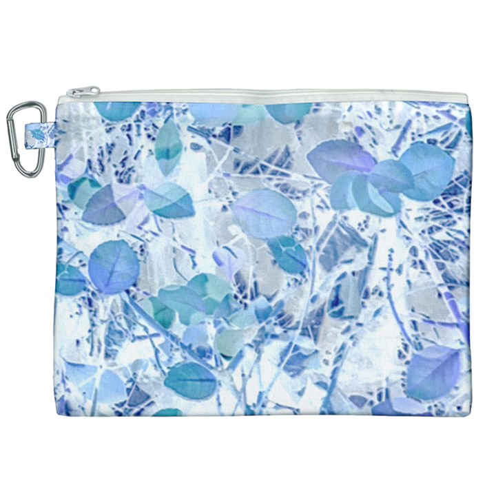 Cyan Floral Print Canvas Cosmetic Bag (XXL)