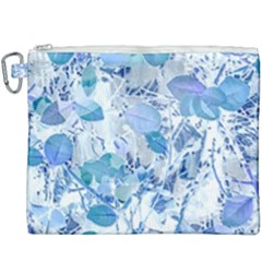 Cyan Floral Print Canvas Cosmetic Bag (xxxl) by dflcprintsclothing