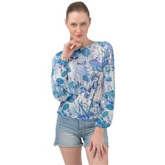 Cyan Floral Print Banded Bottom Chiffon Top by dflcprintsclothing