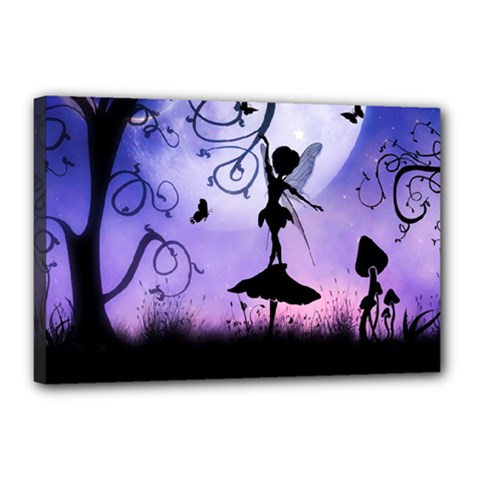 Cute Fairy Dancing In The Night Canvas 18  X 12  (stretched) by FantasyWorld7