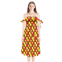 Rby-2-2 Shoulder Tie Bardot Midi Dress by ArtworkByPatrick