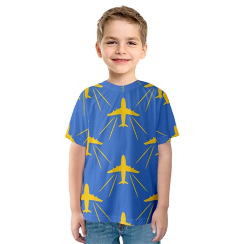 Aircraft Texture Blue Yellow Kids  Sport Mesh Tee by Pakrebo