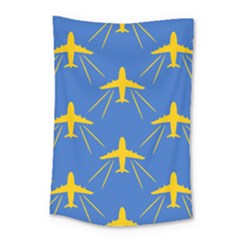 Aircraft Texture Blue Yellow Small Tapestry by Pakrebo