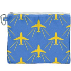 Aircraft Texture Blue Yellow Canvas Cosmetic Bag (xxxl) by Pakrebo