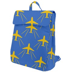 Aircraft Texture Blue Yellow Flap Top Backpack