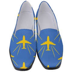 Aircraft Texture Blue Yellow Women s Classic Loafer Heels by Pakrebo