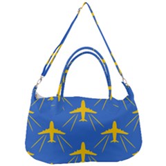 Aircraft Texture Blue Yellow Removal Strap Handbag