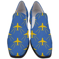 Aircraft Texture Blue Yellow Women Slip On Heel Loafers by Pakrebo