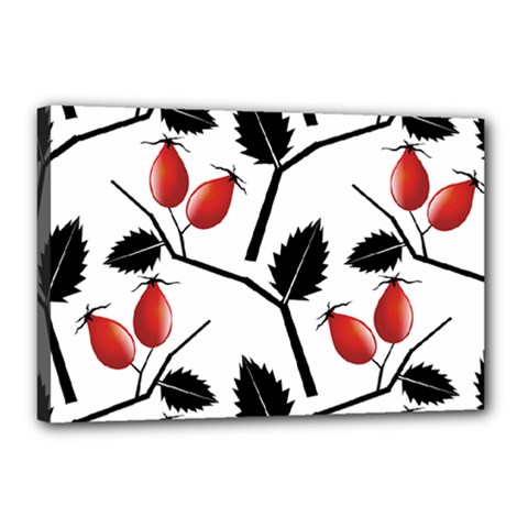 Rose Hip Pattern Branches Autumn Canvas 18  X 12  (stretched) by Pakrebo