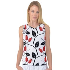 Rose Hip Pattern Branches Autumn Women s Basketball Tank Top by Pakrebo