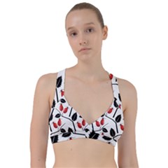 Rose Hip Pattern Branches Autumn Sweetheart Sports Bra by Pakrebo