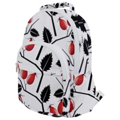 Rose Hip Pattern Branches Autumn Rounded Multi Pocket Backpack