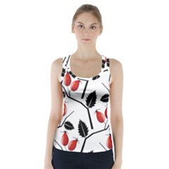 Rose Hip Pattern Branches Autumn Racer Back Sports Top by Pakrebo