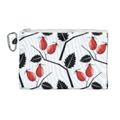 Rose Hip Pattern Branches Autumn Canvas Cosmetic Bag (large) by Pakrebo